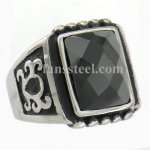 FSR10W96B Tribal flower with Black CZ ring 