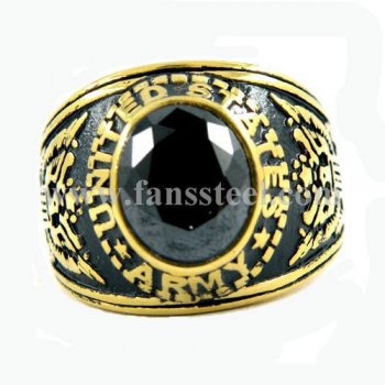 FSR10W27 military ring United states Army American eagle spirit ring black stone CZ