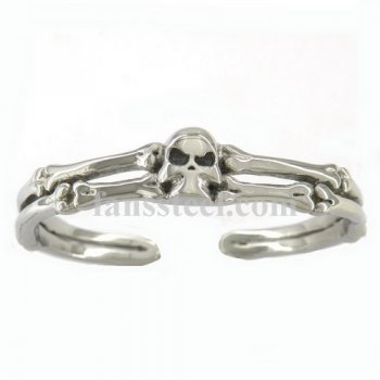 FSB00W08 skull bone wing biker bangle