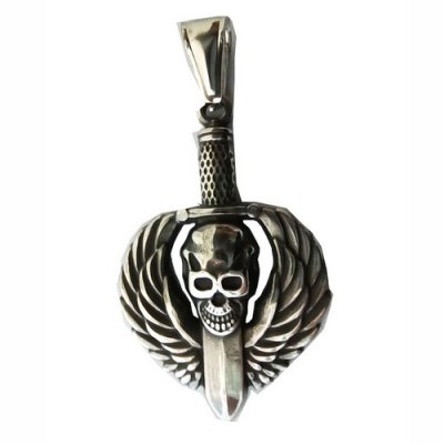 FSP18W43 Wing Sord Skull Pendant