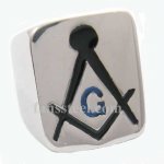 FSR10W42B Blue G square and ruler masonic ring