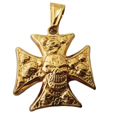 FSP18W64 Cross Skull Pendant