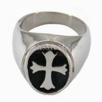 FSR07W69 Fleur De Lis Cross Signet Ring 