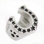 FSR07W65 U Shape  Star Horseshoe  Ring 