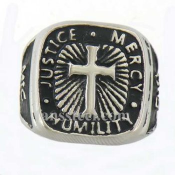 FSR11W13 justice mercy humility bible cross ring