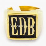 EDB01 custom made Single letter initials enamel name ring