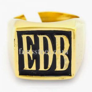 EDB01 custom made Single letter initials enamel name ring