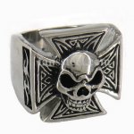 FSR07W68 Skull Maltese Cross Signet biker Ring 