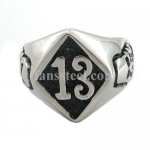 FSR10W24  thirteen 13 with cross skull biker ring