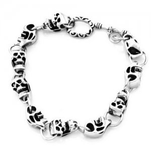 FSB00W17 skull link biker bracelet