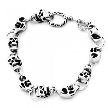 FSB00W17 skull link biker bracelet