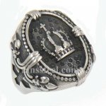 FSR13W49 christ cross crown oval ring