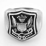 FSR08W37 Angel Wings Crown Shield Signet Ring