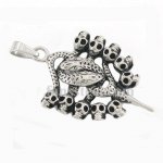 FSP15W92 double snakes 10 skulls pendant