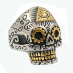 FSR12W69G triangle evil eye skull biker Ring