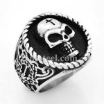 FSR14W22 cross on head skull ring