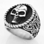 FSR14W22 cross on head skull ring