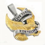 FSP15W43G live to ride gold eagle  pendant