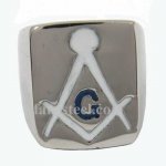 FSR10W42W Blue G square and ruler masonic ring