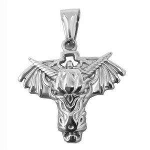 FSP19W89 Wings Skull Pendant