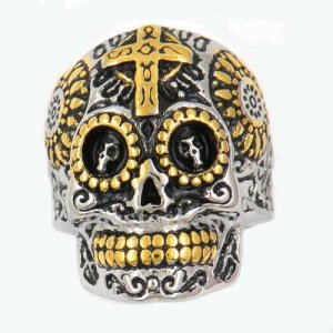 FSR13W15G gear eye technical sunflower skull ring