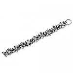 FSB00W12 bone skull cross and rose link bracelet