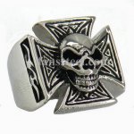 FSR07W68 Skull Maltese Cross Signet biker Ring 