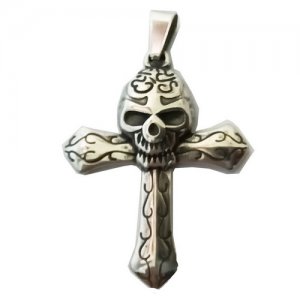 FSP18W54 Skull Cross Pendant