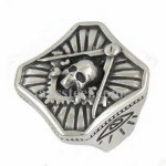 FSR14W02 Freemasonry all seeing eyes skull ring