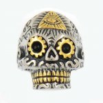 FSR12W69G triangle evil eye skull biker Ring