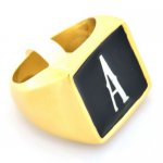 A01 custom made single letters initials enamel name ring