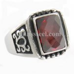 FSR10W96R Tribal flower with Garnet CZ ring 