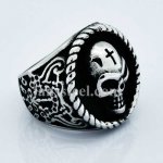 FSR14W22 cross on head skull ring