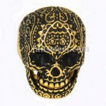 FSR11W24 Gold plating tribal flower skull Ring 