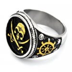 FSR20W59G Cross sord skull captain pirate ring