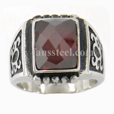 FSR10W96R Tribal flower with Garnet CZ ring