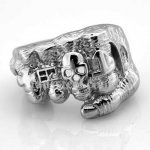 FSR07W22 Cross Skull Evil Fist Hands  Ring