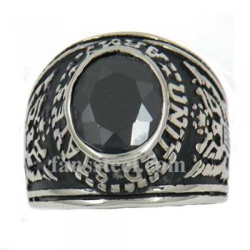 FSR10W27SB military ring United states Army American eagle spirit ring black stone CZ