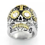 FSR13W15GW gear eye technical sunflower skull  ring