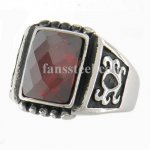 FSR10W96R Tribal flower with Garnet CZ ring 