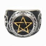 FSR13W86G eye jewish masonic blazing star ring