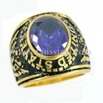 FSR10W26 military ring United states Army American eagle spirit ring violet stone CZ