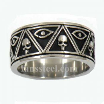 FSR13W48 triangle skull all seeing eye band ring