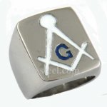 FSR10W42W Blue G square and ruler masonic ring