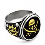 FSR20W59G Cross sord skull captain pirate ring