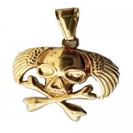 FSP18W83  Cross Bone Wings Skull Pendant