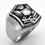 FSR08W37 Angel Wings Crown Shield Signet Ring