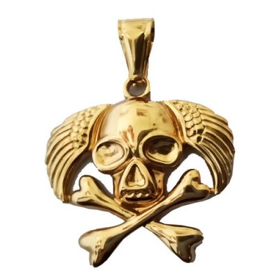 FSP18W83 Cross Bone Wings Skull Pendant