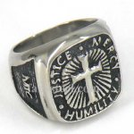 FSR11W13 justice mercy humility bible cross ring