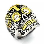 FSR13W15GW gear eye technical sunflower skull  ring